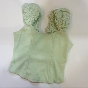 Anthropologie mint tank with ruffle straps